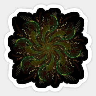 Swirly mandala in green and yellow Sticker